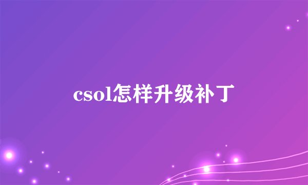 csol怎样升级补丁