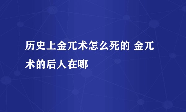 历史上金兀术怎么死的 金兀术的后人在哪
