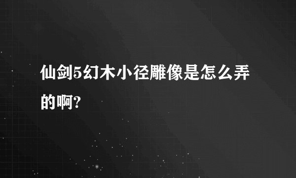 仙剑5幻木小径雕像是怎么弄的啊?