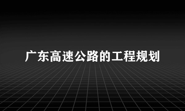 广东高速公路的工程规划