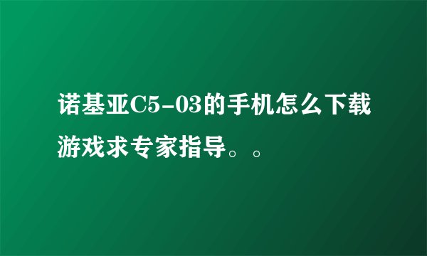诺基亚C5-03的手机怎么下载游戏求专家指导。。