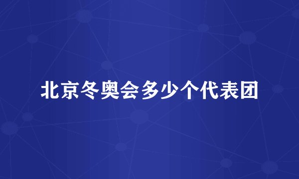 北京冬奥会多少个代表团