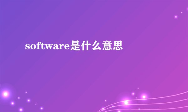 software是什么意思
