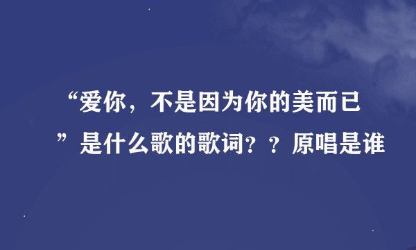 “爱你，不是因为你的美而已”是什么歌的歌词？？原唱是谁
