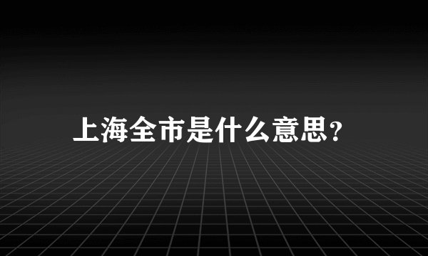 上海全市是什么意思？