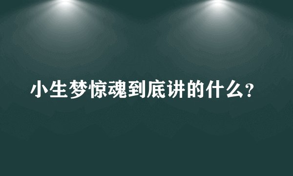 小生梦惊魂到底讲的什么？