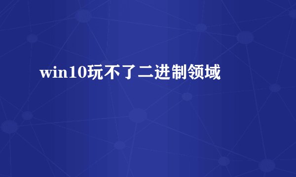 win10玩不了二进制领域