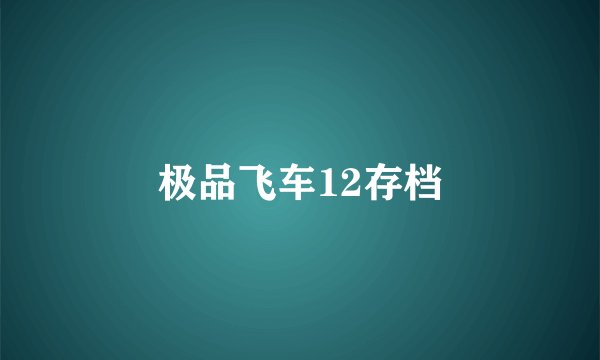 极品飞车12存档