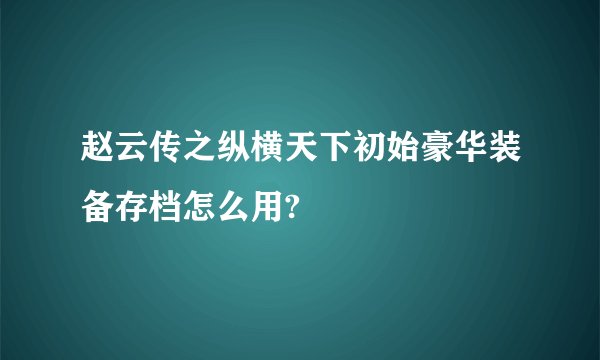赵云传之纵横天下初始豪华装备存档怎么用?
