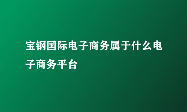 宝钢国际电子商务属于什么电子商务平台