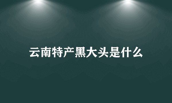 云南特产黑大头是什么