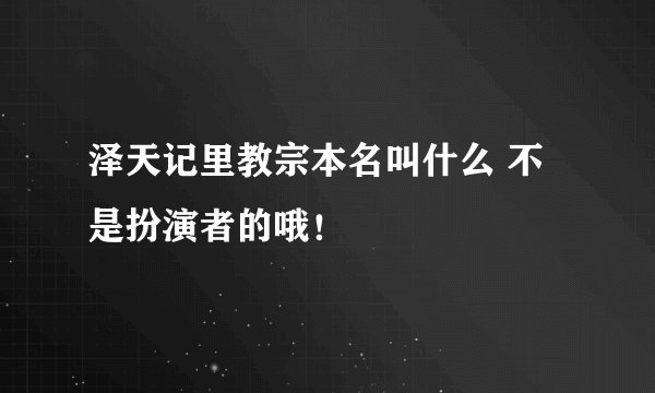 泽天记里教宗本名叫什么 不是扮演者的哦！