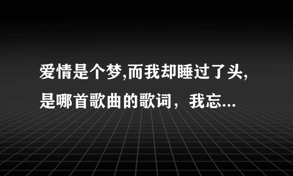 爱情是个梦,而我却睡过了头,是哪首歌曲的歌词，我忘了，是女的唱的