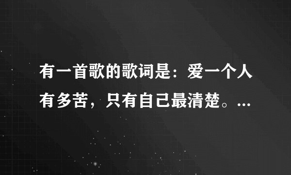 有一首歌的歌词是：爱一个人有多苦，只有自己最清楚。这首歌的名字是什么？