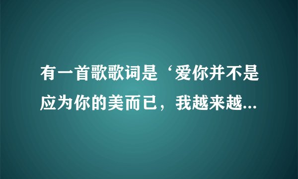 有一首歌歌词是‘爱你并不是应为你的美而已，我越来越爱你，每个眼神触动我的心’有谁知道这首歌的名字