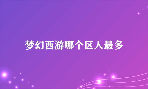 梦幻西游哪个区人最多