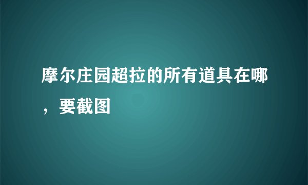 摩尔庄园超拉的所有道具在哪，要截图