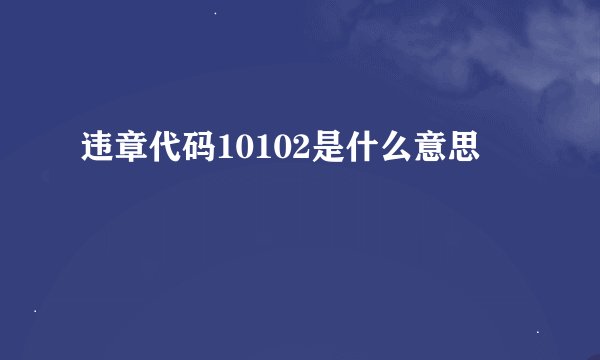 违章代码10102是什么意思
