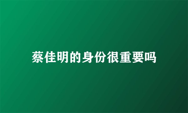 蔡佳明的身份很重要吗