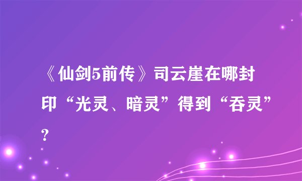 《仙剑5前传》司云崖在哪封印“光灵、暗灵”得到“吞灵”？