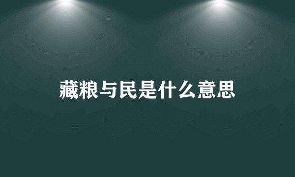 藏粮与民是什么意思