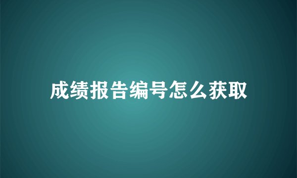 成绩报告编号怎么获取
