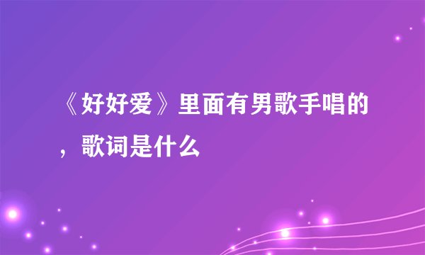 《好好爱》里面有男歌手唱的，歌词是什么