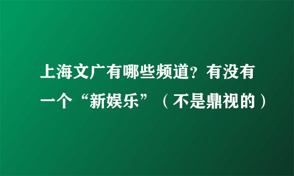 上海文广有哪些频道？有没有一个“新娱乐”（不是鼎视的）