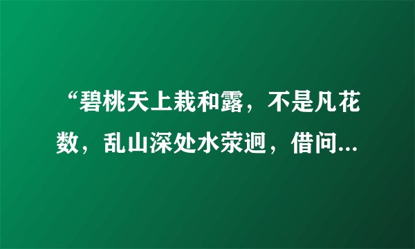 “碧桃天上栽和露，不是凡花数，乱山深处水荥迥，借问一枝如意为谁开”是什么意思？