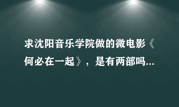 求沈阳音乐学院做的微电影《何必在一起》，是有两部吗，如果是两部都要。