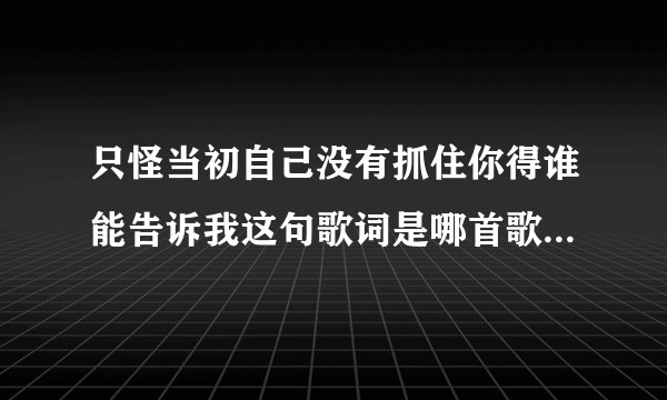 只怪当初自己没有抓住你得谁能告诉我这句歌词是哪首歌，谢谢各位了…手