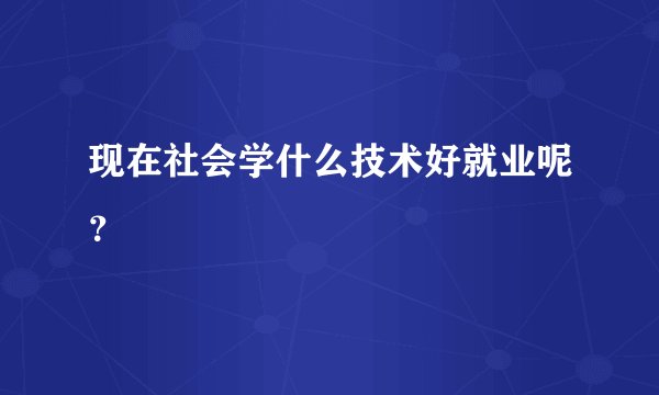 现在社会学什么技术好就业呢？