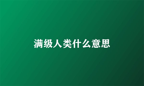 满级人类什么意思
