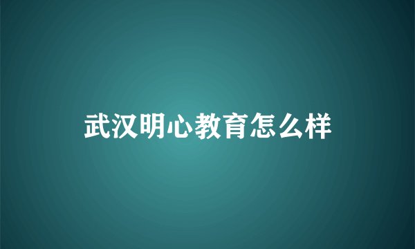 武汉明心教育怎么样