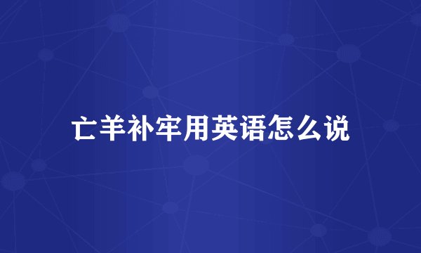 亡羊补牢用英语怎么说