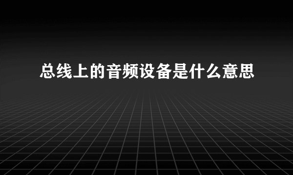 总线上的音频设备是什么意思