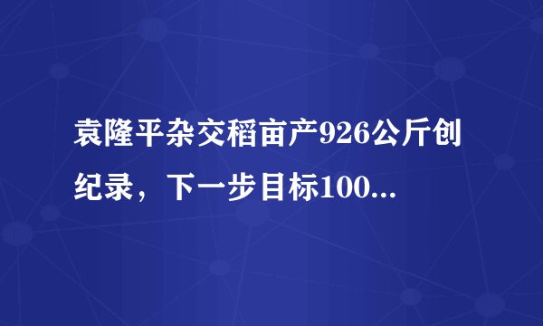 袁隆平杂交稻亩产926公斤创纪录，下一步目标1000公斤！【图】