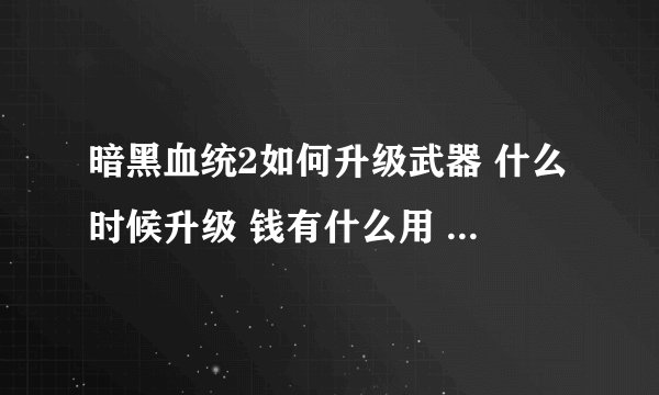 暗黑血统2如何升级武器 什么时候升级 钱有什么用 收集的物品是干嘛的