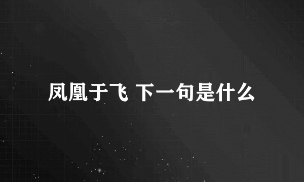 凤凰于飞 下一句是什么