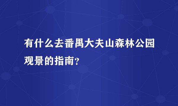 有什么去番禺大夫山森林公园观景的指南？