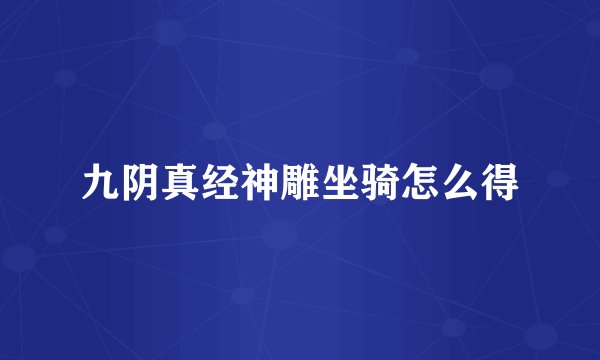 九阴真经神雕坐骑怎么得