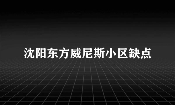 沈阳东方威尼斯小区缺点