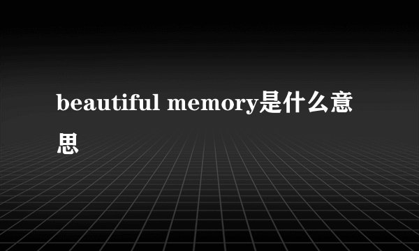 beautiful memory是什么意思