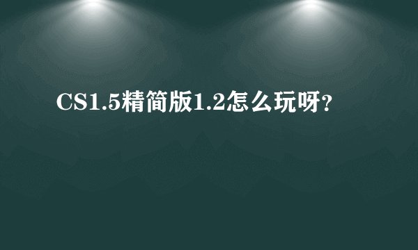 CS1.5精简版1.2怎么玩呀？