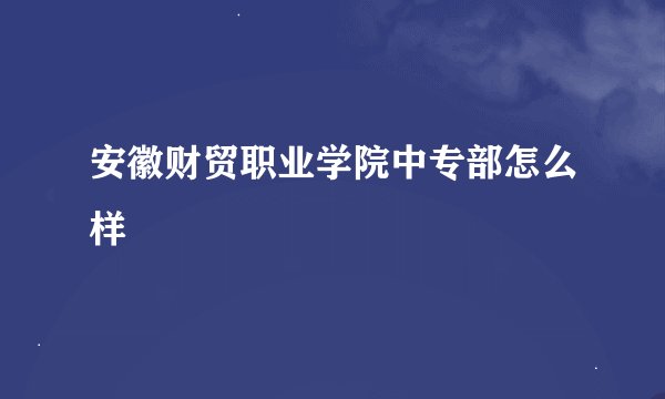 安徽财贸职业学院中专部怎么样