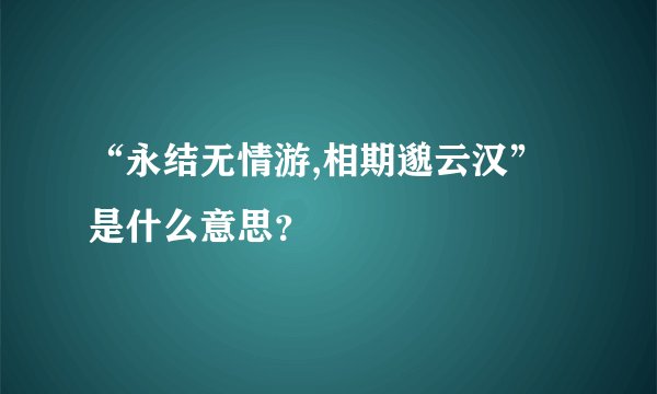 “永结无情游,相期邈云汉”是什么意思？