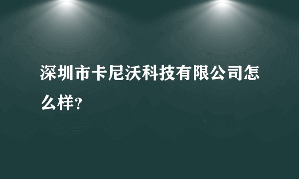深圳市卡尼沃科技有限公司怎么样？